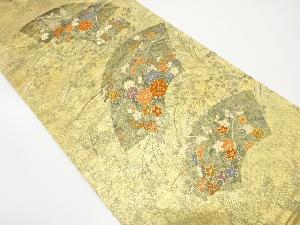 秋草扇面小袖紋織り出し　袋帯